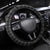 Hawaii Palaka Steering Wheel Cover Black Tribal Pattern With Tropical Flowers - Polynesian Pride