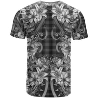 Hawaii Palaka T Shirt Black Tribal Pattern With Tropical Flowers - Polynesian Pride