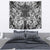 Hawaii Palaka Tapestry Black Tribal Pattern With Tropical Flowers - Polynesian Pride