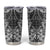 Hawaii Palaka Tumbler Cup Black Tribal Pattern With Tropical Flowers - Polynesian Pride