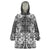 Hawaii Palaka Wearable Blanket Hoodie Black Tribal Pattern With Tropical Flowers - Polynesian Pride