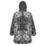Hawaii Palaka Wearable Blanket Hoodie Black Tribal Pattern With Tropical Flowers - Polynesian Pride
