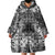 Hawaii Palaka Wearable Blanket Hoodie Black Tribal Pattern With Tropical Flowers - Polynesian Pride