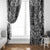 Hawaii Palaka Window Curtain Black Tribal Pattern With Tropical Flowers - Polynesian Pride