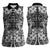 Hawaii Palaka Women Sleeveless Polo Shirt Black Tribal Pattern With Tropical Flowers - Polynesian Pride