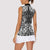 Hawaii Palaka Women Sleeveless Polo Shirt Black Tribal Pattern With Tropical Flowers - Polynesian Pride