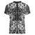 Hawaii Palaka Women V-Neck T-Shirt Black Tribal Pattern With Tropical Flowers - Polynesian Pride