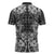 Hawaii Palaka Zipper Polo Shirt Black Tribal Pattern With Tropical Flowers - Polynesian Pride