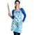 Hawaii Cyan Palaka Apron With Tapa Pattern Tropical Flowers - Polynesian Pride