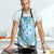 Hawaii Cyan Palaka Apron With Tapa Pattern Tropical Flowers - Polynesian Pride