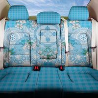 Hawaii Cyan Palaka Back Car Seat Cover With Tapa Pattern Tropical Flowers - Polynesian Pride