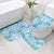 Hawaii Cyan Palaka Bathroom Set With Tapa Pattern Tropical Flowers - Polynesian Pride