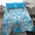 Hawaii Cyan Palaka Bedding Set With Tapa Pattern Tropical Flowers - Polynesian Pride