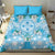 Hawaii Cyan Palaka Bedding Set With Tapa Pattern Tropical Flowers - Polynesian Pride