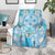 Hawaii Cyan Palaka Blanket With Tapa Pattern Tropical Flowers - Polynesian Pride