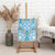Hawaii Cyan Palaka Canvas Wall Art With Tapa Pattern Tropical Flowers - Polynesian Pride