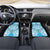 Hawaii Cyan Palaka Car Mats With Tapa Pattern Tropical Flowers - Polynesian Pride