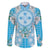 Hawaii Cyan Palaka Family Matching Puletasi and Hawaiian Shirt With Tapa Pattern Tropical Flowers - Polynesian Pride