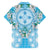 Hawaii Cyan Palaka Hawaiian Shirt With Tapa Pattern Tropical Flowers - Polynesian Pride