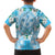 Hawaii Cyan Palaka Hawaiian Shirt With Tapa Pattern Tropical Flowers - Polynesian Pride