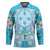 Hawaii Cyan Palaka Hockey Jersey With Tapa Pattern Tropical Flowers - Polynesian Pride