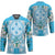 Hawaii Cyan Palaka Hockey Jersey With Tapa Pattern Tropical Flowers - Polynesian Pride