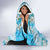 Hawaii Cyan Palaka Hooded Blanket With Tapa Pattern Tropical Flowers - Polynesian Pride