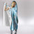 Hawaii Cyan Palaka Hooded Blanket With Tapa Pattern Tropical Flowers - Polynesian Pride