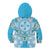 Hawaii Cyan Palaka Kid Hoodie With Tapa Pattern Tropical Flowers - Polynesian Pride
