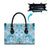 Hawaii Cyan Palaka Leather Bag With Tapa Pattern Tropical Flowers - Polynesian Pride