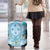 Hawaii Cyan Palaka Luggage Cover With Tapa Pattern Tropical Flowers - Polynesian Pride