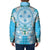 Hawaii Cyan Palaka Padded Jacket With Tapa Pattern Tropical Flowers - Polynesian Pride