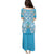 Hawaii Cyan Palaka Puletasi With Tapa Pattern Tropical Flowers - Polynesian Pride