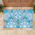 Hawaii Cyan Palaka Rubber Doormat With Tapa Pattern Tropical Flowers - Polynesian Pride