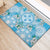 Hawaii Cyan Palaka Rubber Doormat With Tapa Pattern Tropical Flowers - Polynesian Pride
