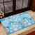 Hawaii Cyan Palaka Rubber Doormat With Tapa Pattern Tropical Flowers - Polynesian Pride