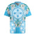 Hawaii Cyan Palaka Rugby Jersey With Tapa Pattern Tropical Flowers - Polynesian Pride
