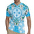 Hawaii Cyan Palaka Rugby Jersey With Tapa Pattern Tropical Flowers - Polynesian Pride