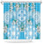 Hawaii Cyan Palaka Shower Curtain With Tapa Pattern Tropical Flowers - Polynesian Pride