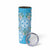 Hawaii Cyan Palaka Skinny Tumbler With Tapa Pattern Tropical Flowers - Polynesian Pride