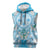 Hawaii Cyan Palaka Sleeveless Hoodie With Tapa Pattern Tropical Flowers - Polynesian Pride