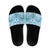 Hawaii Cyan Palaka Slide Sandals With Tapa Pattern Tropical Flowers - Polynesian Pride
