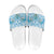Hawaii Cyan Palaka Slide Sandals With Tapa Pattern Tropical Flowers - Polynesian Pride