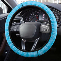 Hawaii Cyan Palaka Steering Wheel Cover With Tapa Pattern Tropical Flowers - Polynesian Pride