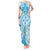 Hawaii Cyan Palaka Tank Maxi Dress With Tapa Pattern Tropical Flowers - Polynesian Pride