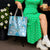 Hawaii Cyan Palaka Tote Bag With Tapa Pattern Tropical Flowers - Polynesian Pride