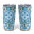 Hawaii Cyan Palaka Tumbler Cup With Tapa Pattern Tropical Flowers - Polynesian Pride