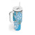 Hawaii Cyan Palaka Tumbler With Handle With Tapa Pattern Tropical Flowers - Polynesian Pride