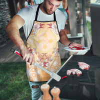 Hawaii Peach Palaka Apron With Tapa Pattern Tropical Flowers - Polynesian Pride