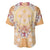 Hawaii Peach Palaka Baseball Jersey With Tapa Pattern Tropical Flowers - Polynesian Pride